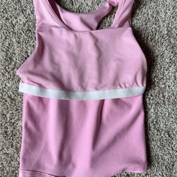 Girls Light Pink Athletic Tank Top racerback built in bra size XS 4/5 - Picture 6 of 7